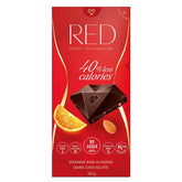 Zartbitterschokolade mit Orange und Mandeln 40 % weniger Kalorien 100 g RED DELIGHT